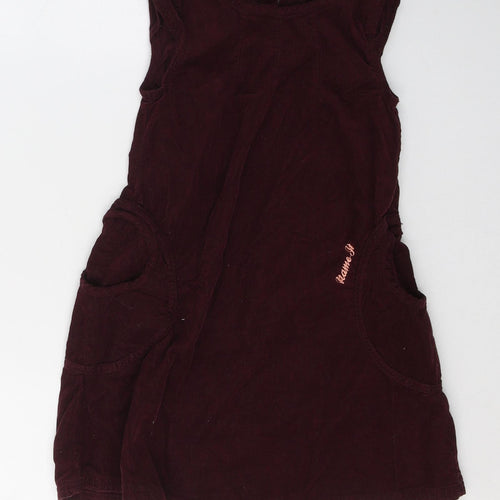 name it Girls Red  Cotton A-Line  Size 7 Years  Round Neck Button