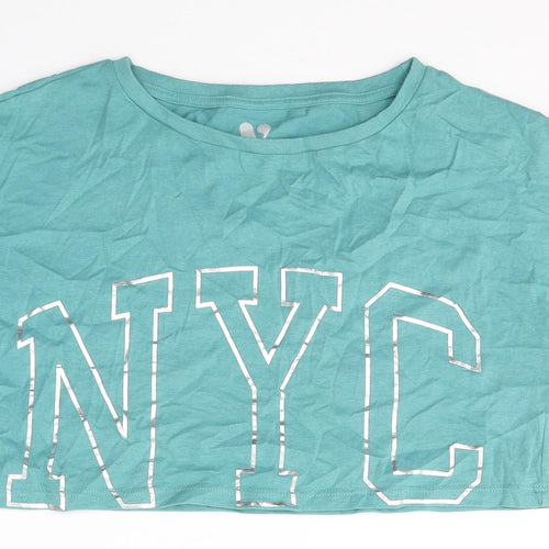 Very Girls Blue  Cotton Cropped T-Shirt Size 9 Years Round Neck Pullover - NYC