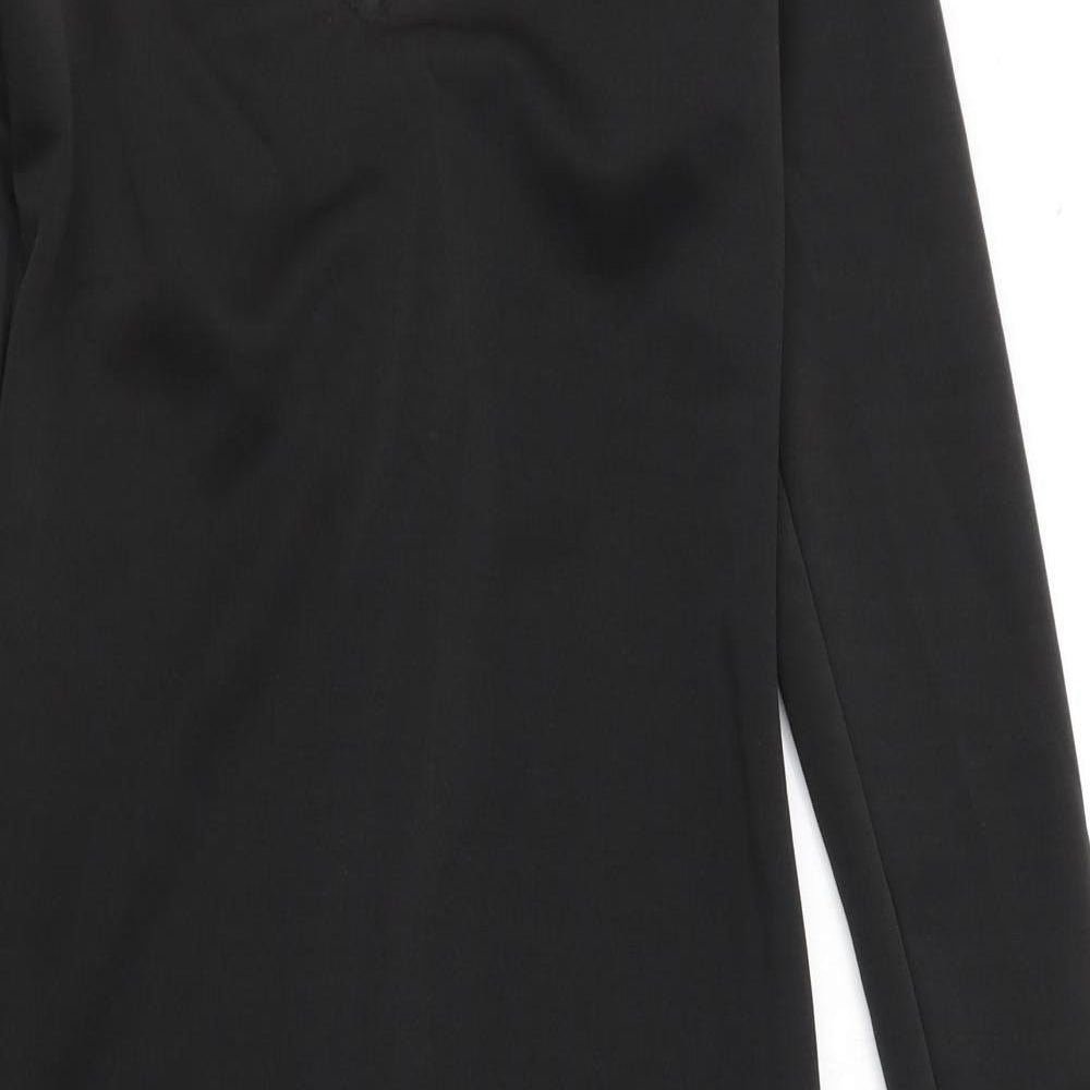 Preworn Womens Black  Polyester Pencil Dress  Size L  Round Neck Zip