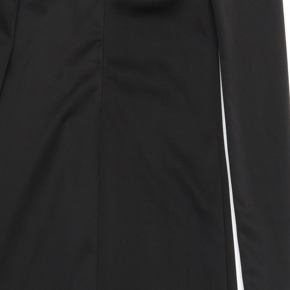 Preworn Womens Black  Polyester Pencil Dress  Size L  Round Neck Zip