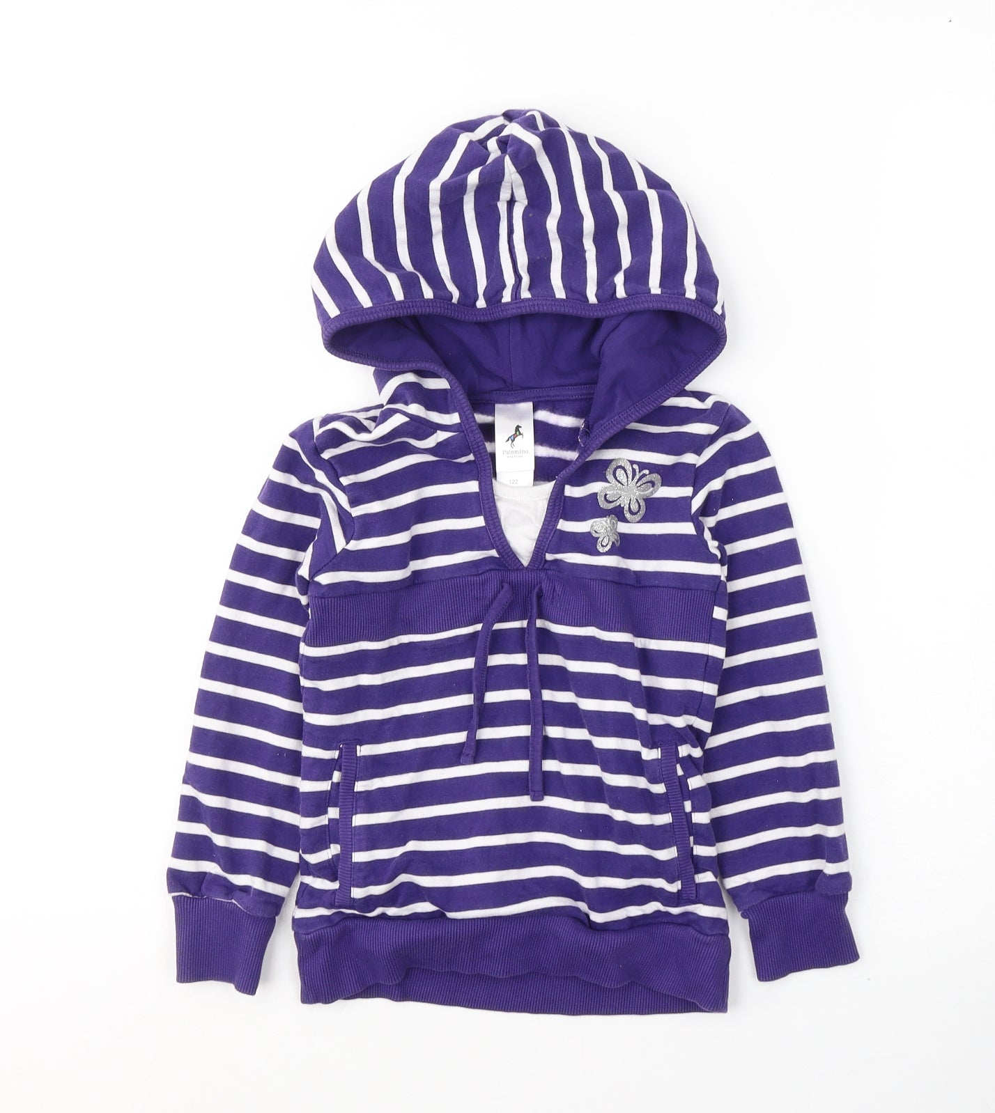 Palomino Girls Purple Striped Cotton Pullover Hoodie Size 5-6 Years  Pullover