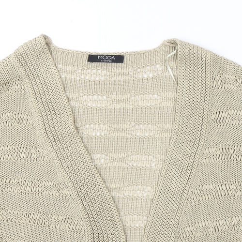 George Womens Beige V-Neck  Acrylic Cardigan Jumper Size 16