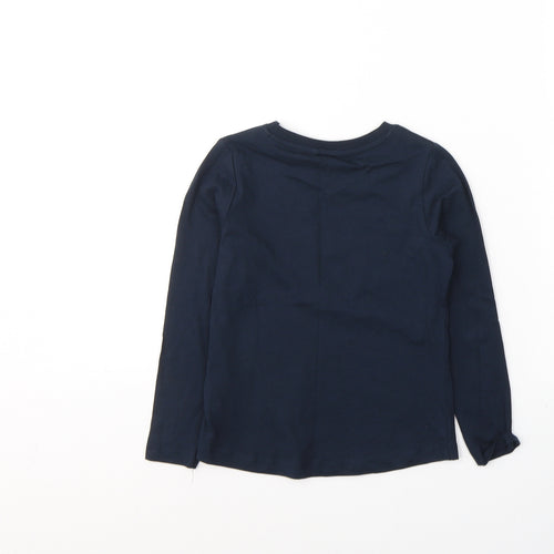 name it Girls Blue Geometric Cotton Basic Casual Size 6 Years Round Neck Pullover - dreams come true
