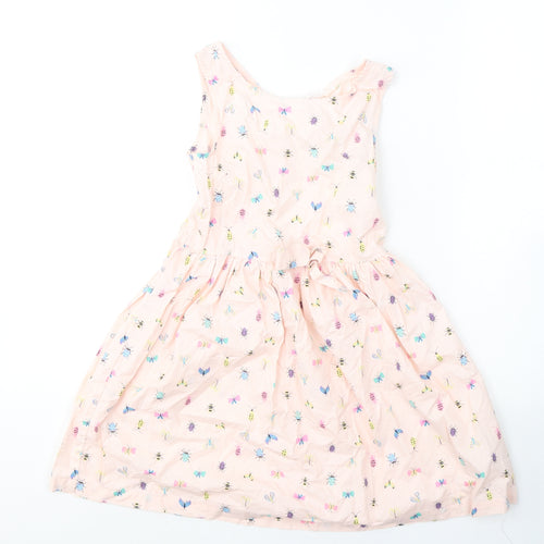 H&M Girls Pink Geometric Cotton A-Line  Size 7-8 Years   Button
