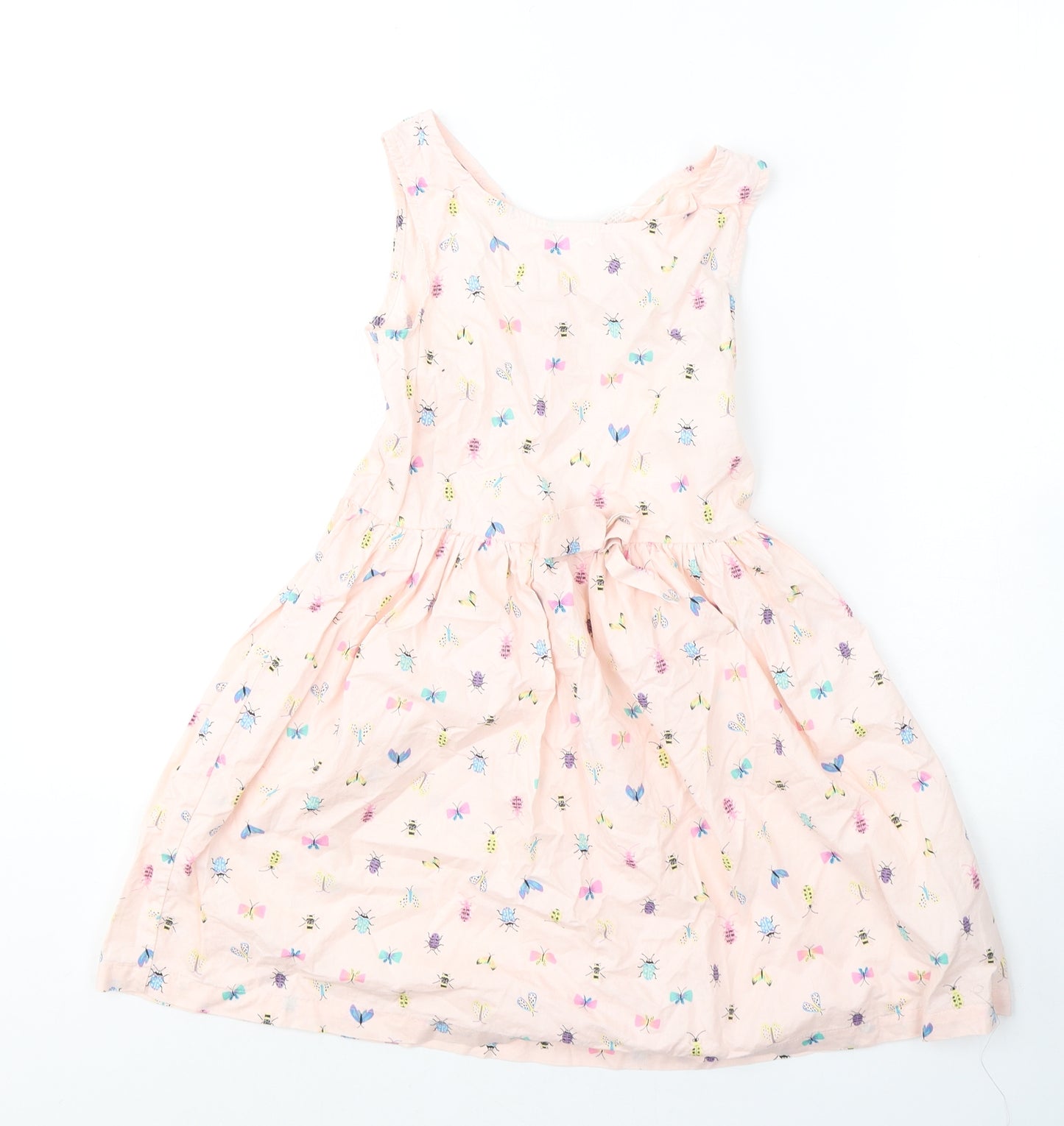 H&M Girls Pink Geometric Cotton A-Line  Size 7-8 Years   Button