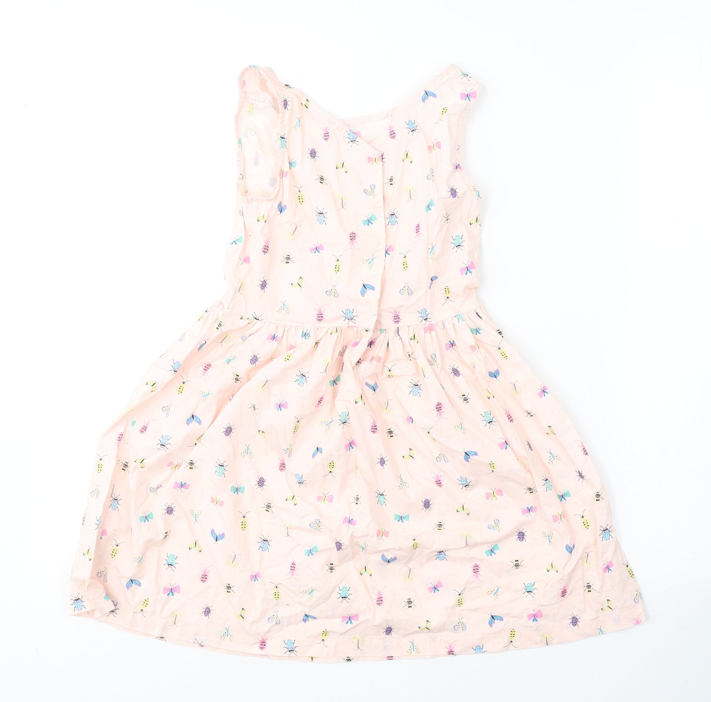 H&M Girls Pink Geometric Cotton A-Line  Size 7-8 Years   Button