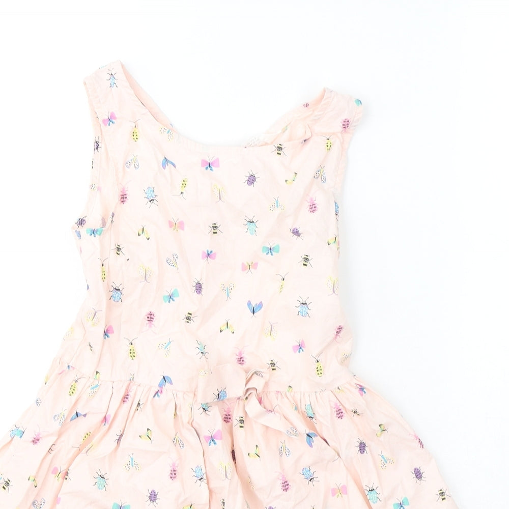 H&M Girls Pink Geometric Cotton A-Line  Size 7-8 Years   Button