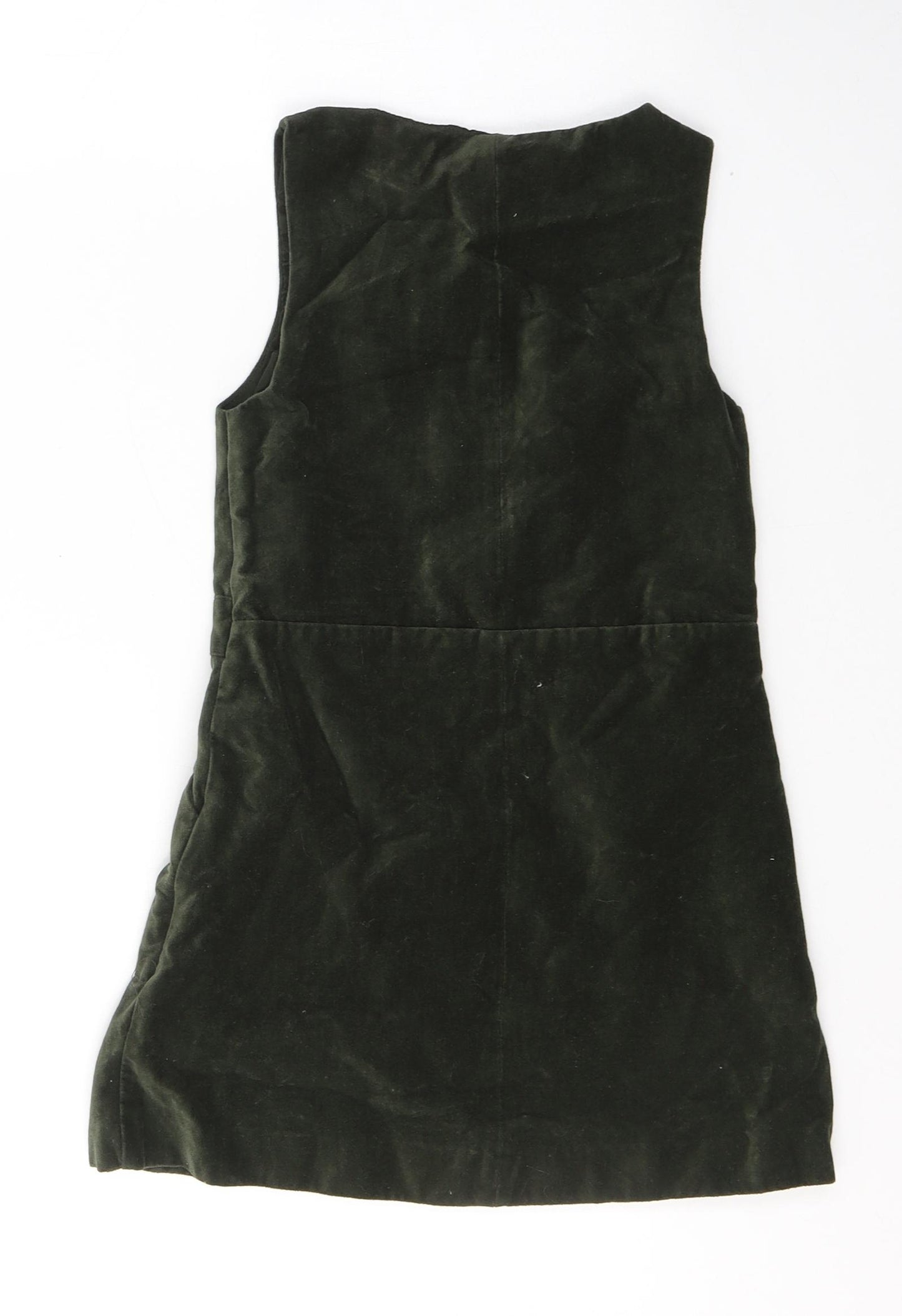 Zara Girls Green  Cotton Tank Dress  Size 7 Years  Round Neck Zip