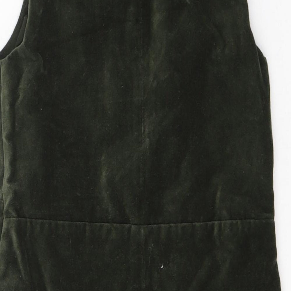 Zara Girls Green  Cotton Tank Dress  Size 7 Years  Round Neck Zip