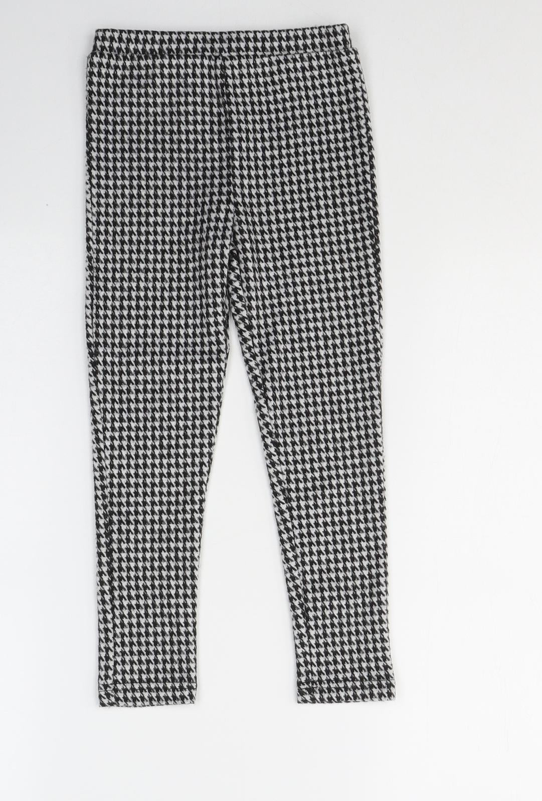 Dunnes Stores Girls Black Houndstooth Cotton Pedal Pusher Trousers Size 4-5 Years  Regular Pullover