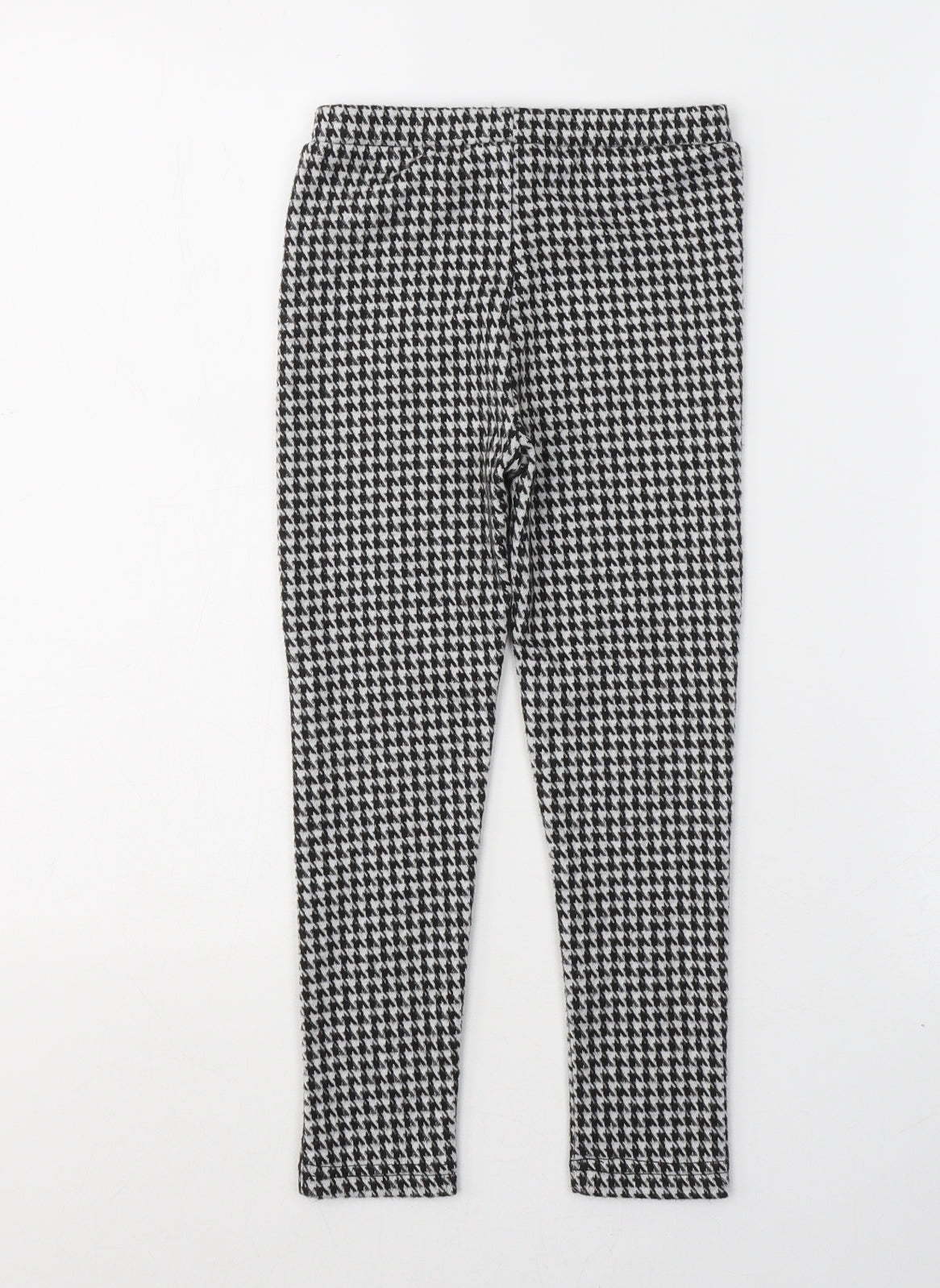Dunnes Stores Girls Black Houndstooth Cotton Pedal Pusher Trousers Size 4-5 Years  Regular Pullover