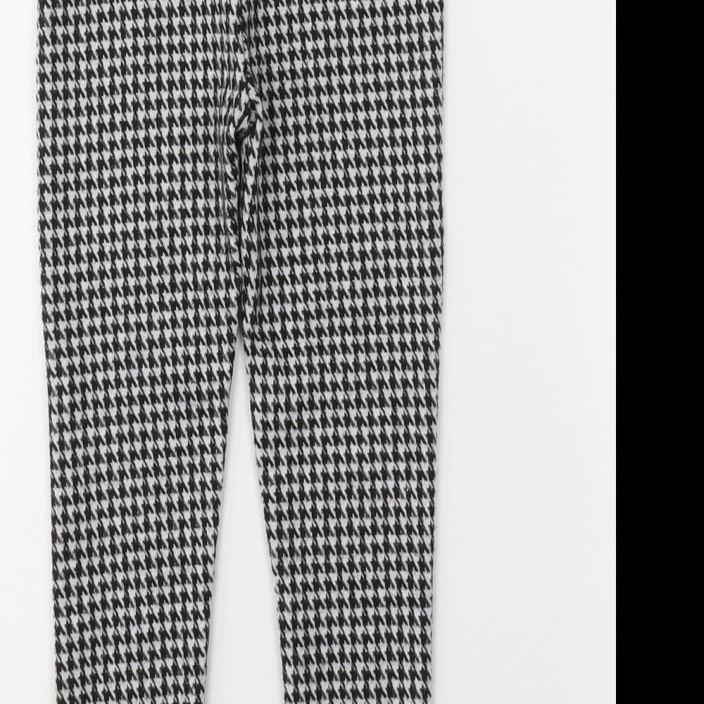 Dunnes Stores Girls Black Houndstooth Cotton Pedal Pusher Trousers Size 4-5 Years  Regular Pullover