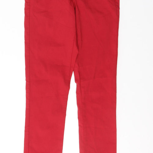 Pieces Womens Red  Cotton Skinny Jeans Size 2XS L30 in Regular Button