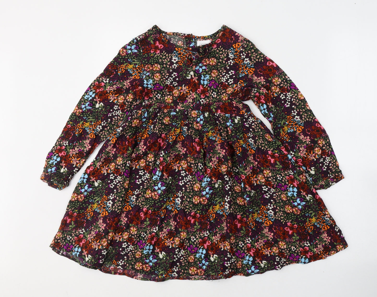 NEXT Girls Multicoloured Floral Viscose Fit & Flare  Size 7 Years  Round Neck Pullover
