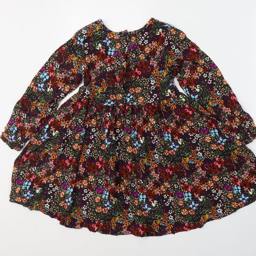 NEXT Girls Multicoloured Floral Viscose Fit & Flare  Size 7 Years  Round Neck Pullover