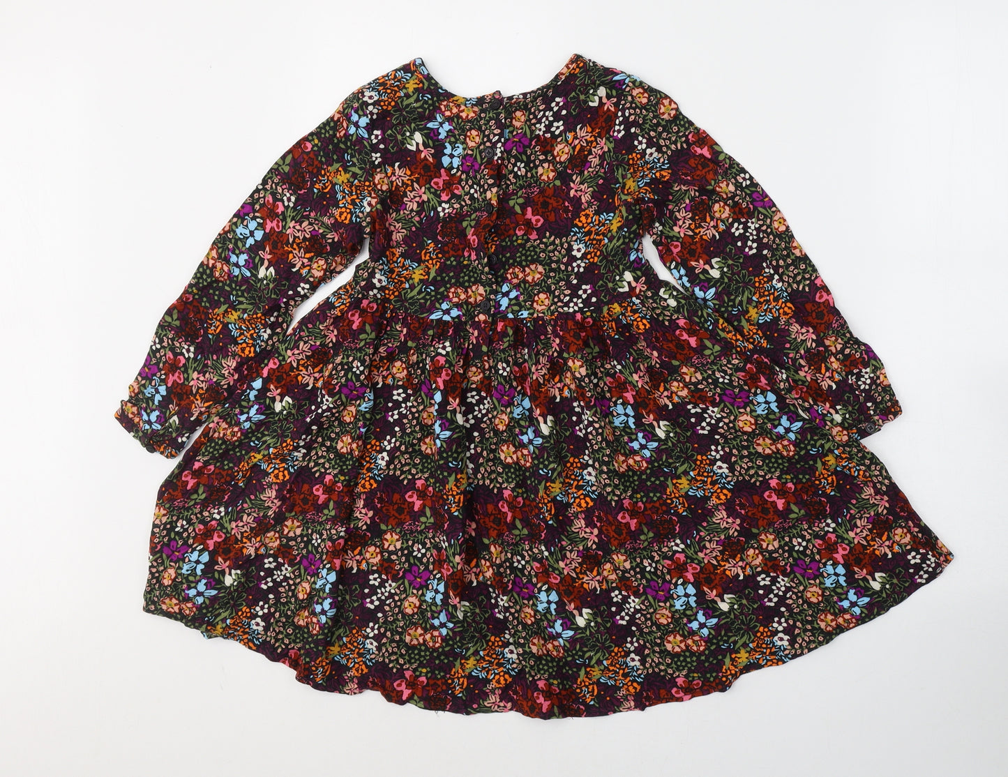 NEXT Girls Multicoloured Floral Viscose Fit & Flare  Size 7 Years  Round Neck Pullover