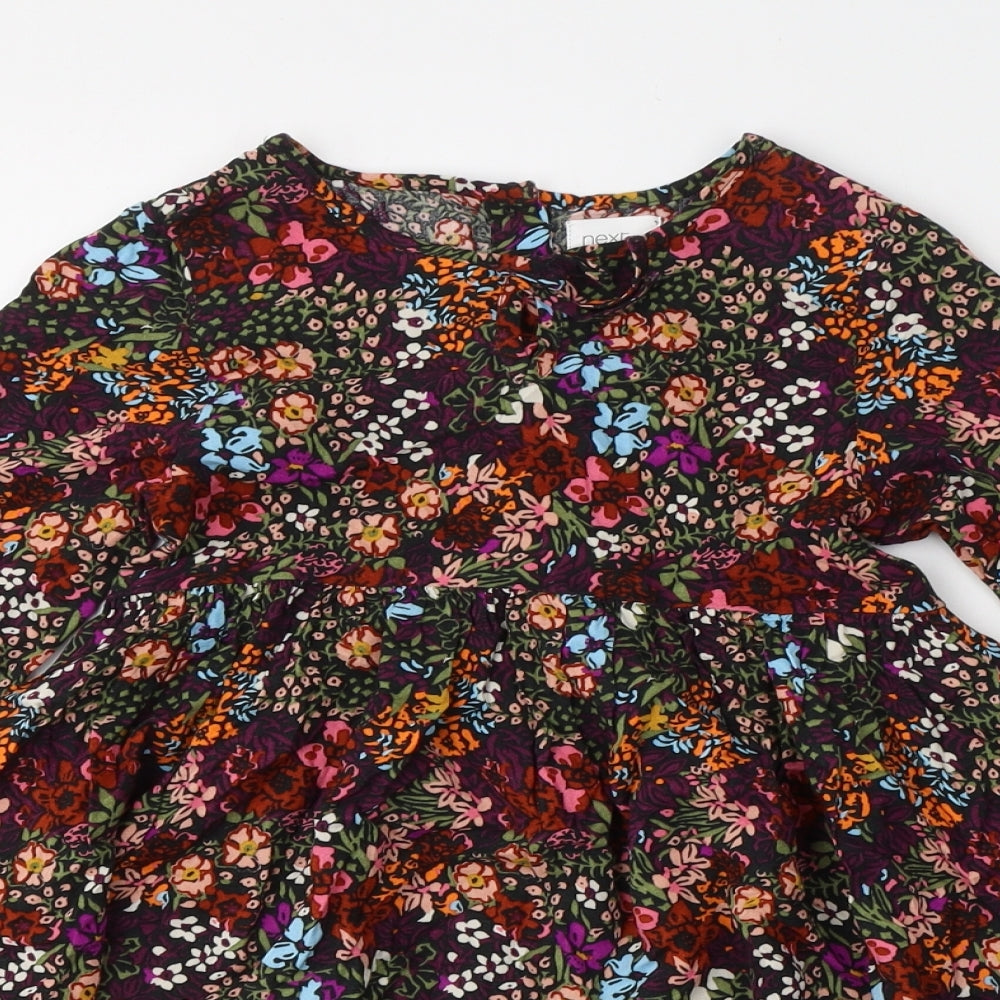NEXT Girls Multicoloured Floral Viscose Fit & Flare  Size 7 Years  Round Neck Pullover