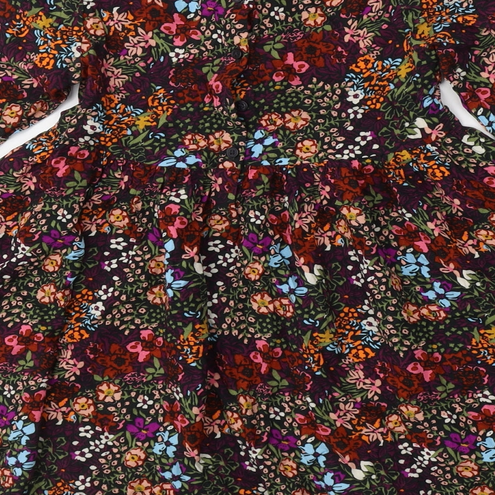 NEXT Girls Multicoloured Floral Viscose Fit & Flare  Size 7 Years  Round Neck Pullover