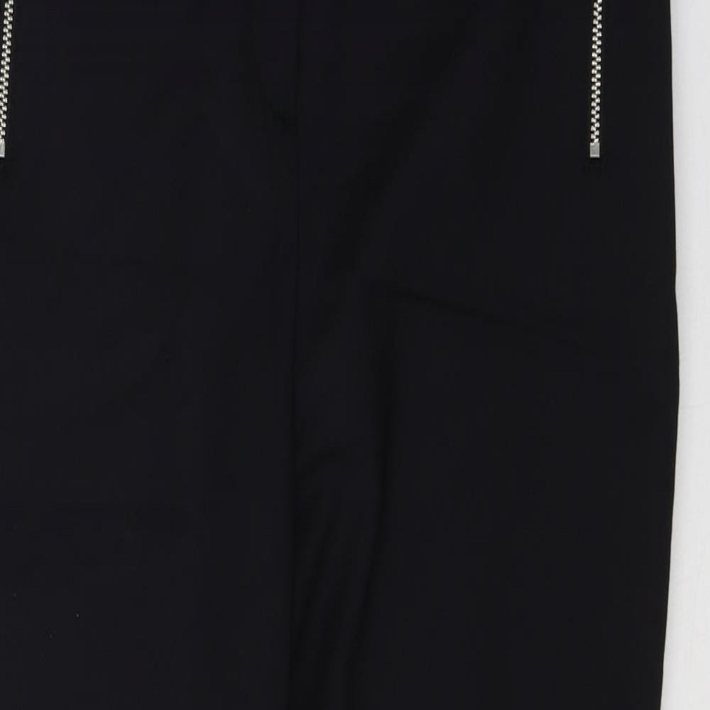 NEXT Womens Black  Cotton Trousers  Size 14 L28 in Regular Button