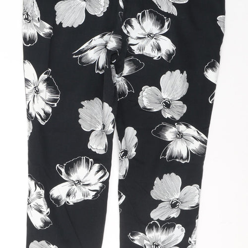 F&F Womens Black Floral Cotton Jegging Jeans Size 32 in L26 in Regular Zip