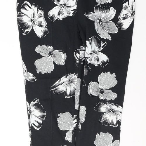 F&F Womens Black Floral Cotton Jegging Jeans Size 32 in L26 in Regular Zip