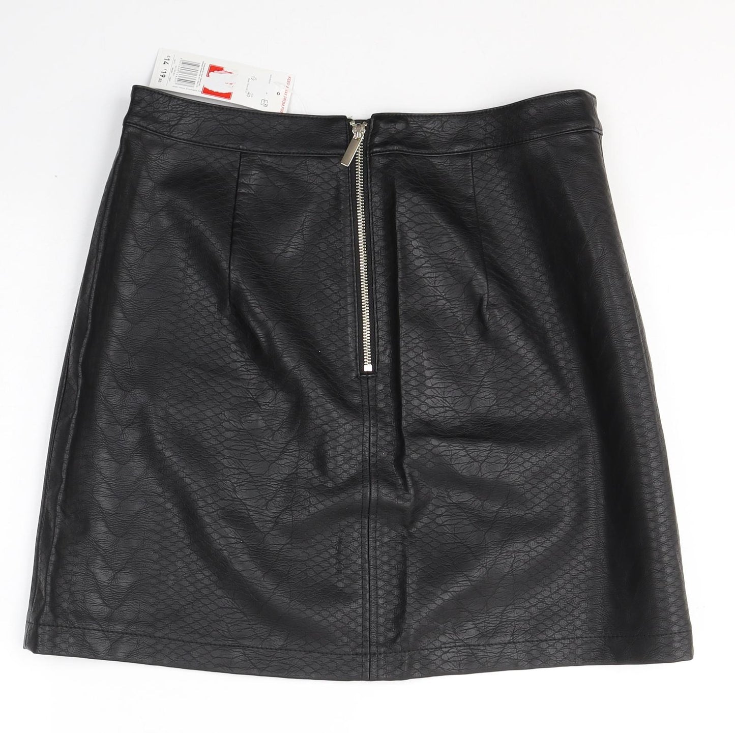 F&F Womens Black Animal Print Polyethylene Mini Skirt Size 12   Zip