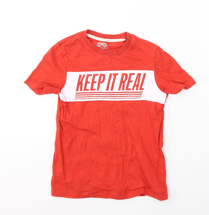 F&F Boys Red  Cotton Basic T-Shirt Size 5-6 Years Round Neck Pullover - Keep it Real