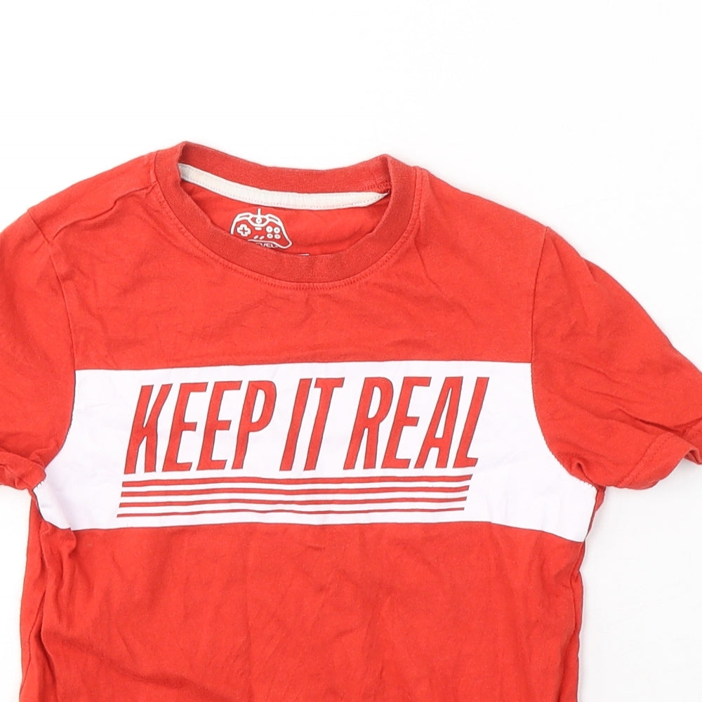 F&F Boys Red  Cotton Basic T-Shirt Size 5-6 Years Round Neck Pullover - Keep it Real