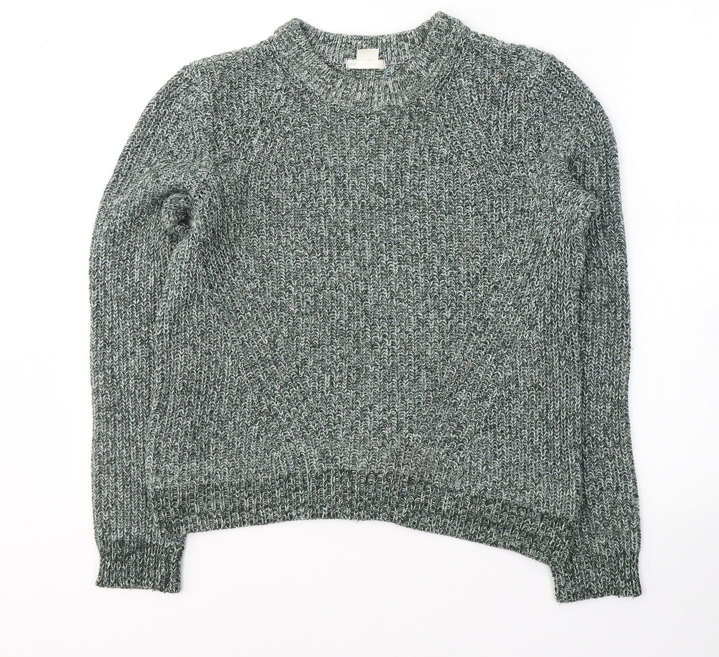 H&M Womens Green Round Neck  Acrylic Pullover Jumper Size M