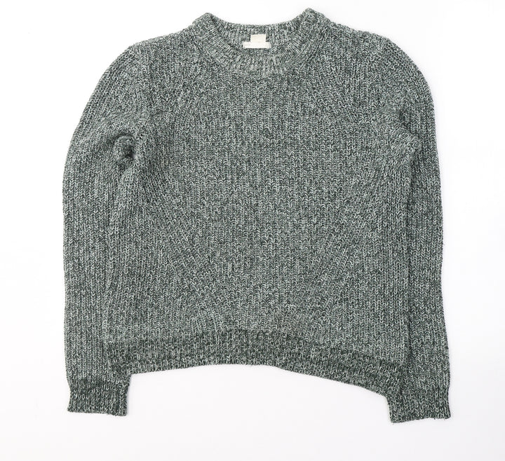 H&M Womens Green Round Neck  Acrylic Pullover Jumper Size M