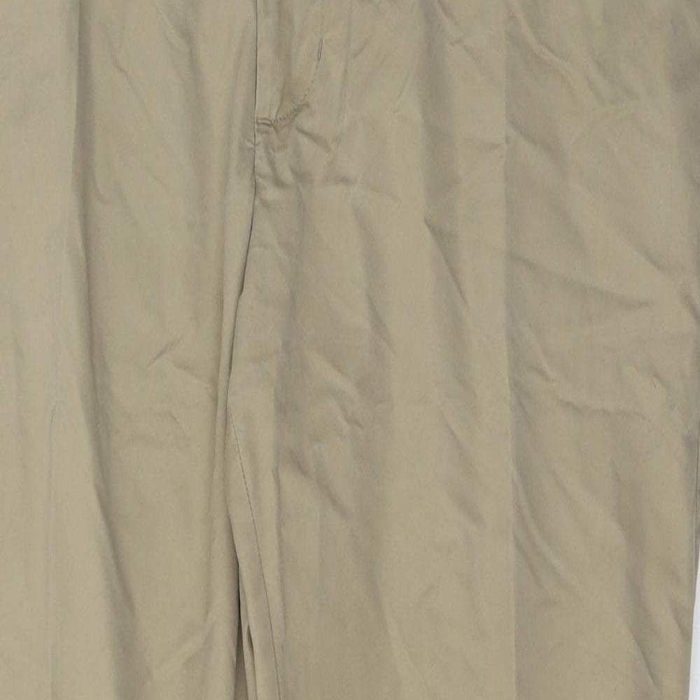 Marks and Spencer Mens Beige  Cotton Trousers  Size 42 in L30 in Regular Button