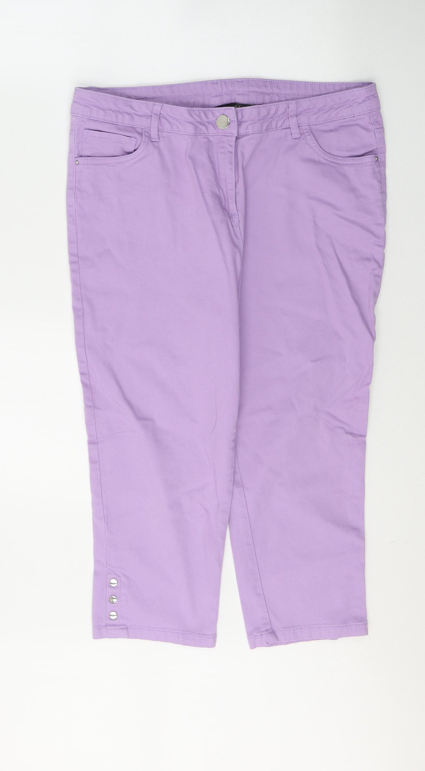 Bonmarché Womens Purple  Cotton Cropped Jeans Size 14 L20 in Regular Button