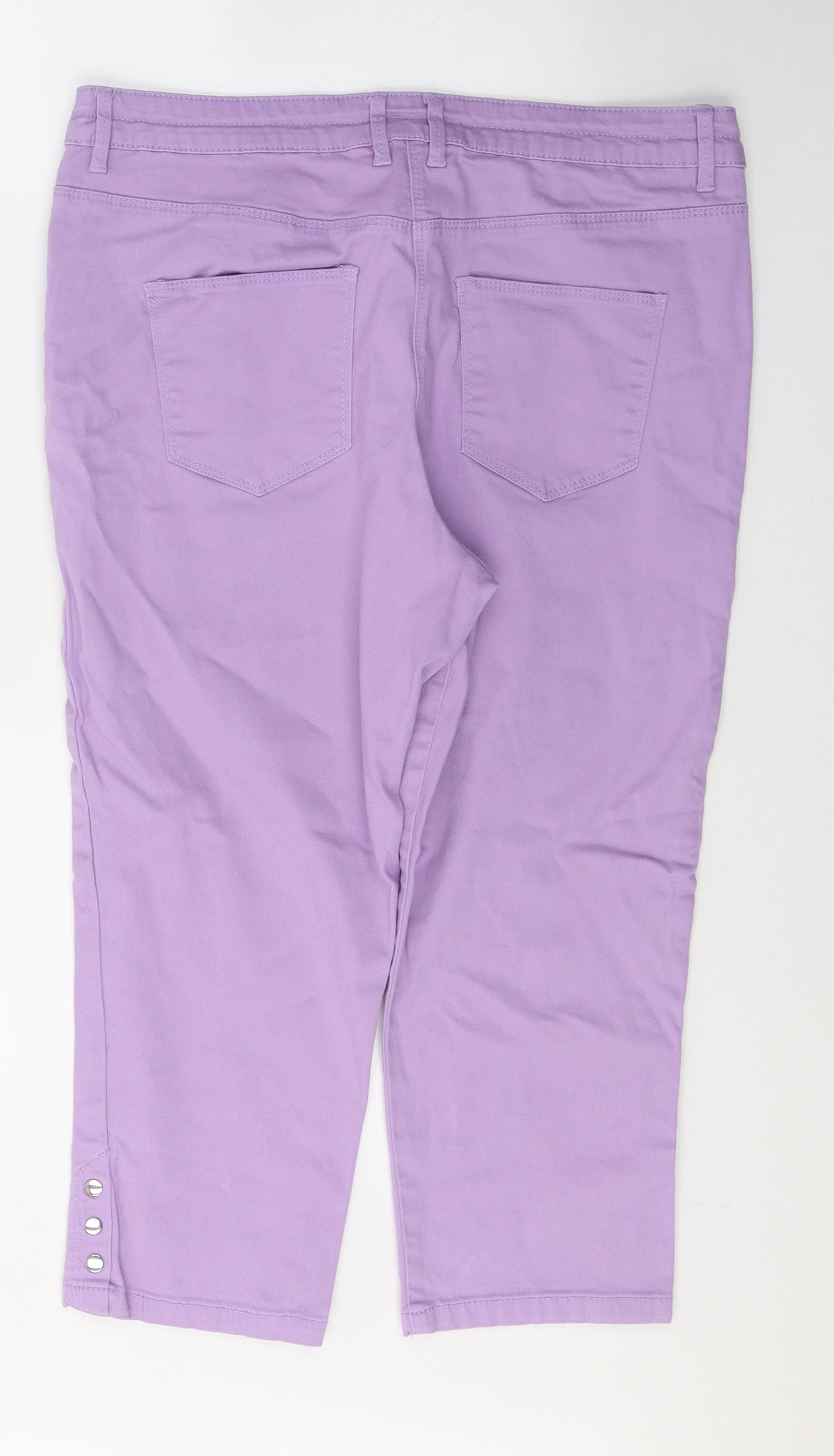 Bonmarché Womens Purple  Cotton Cropped Jeans Size 14 L20 in Regular Button