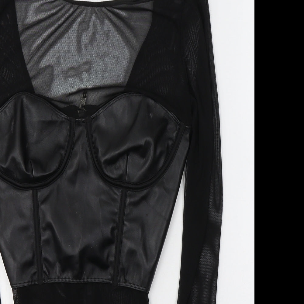 Ann Summers Womens Black  Polyethylene Bodysuit One-Piece Size S  Zip