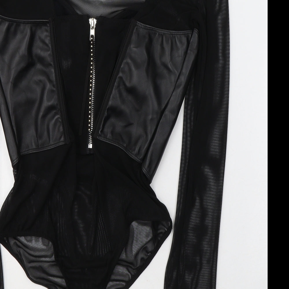 Ann Summers Womens Black  Polyethylene Bodysuit One-Piece Size S  Zip