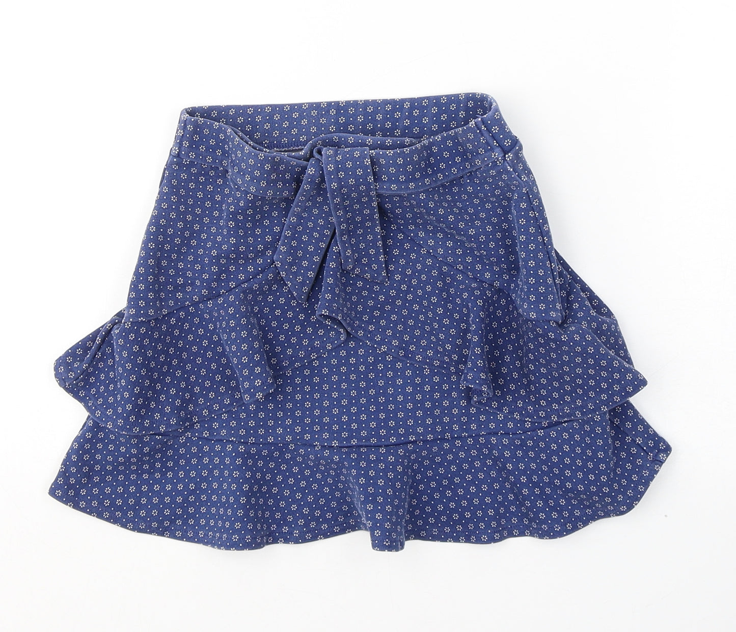 Dunnes Stores Girls Blue Spotted Cotton Pleated Skirt Size 7 Years  Regular Pull On