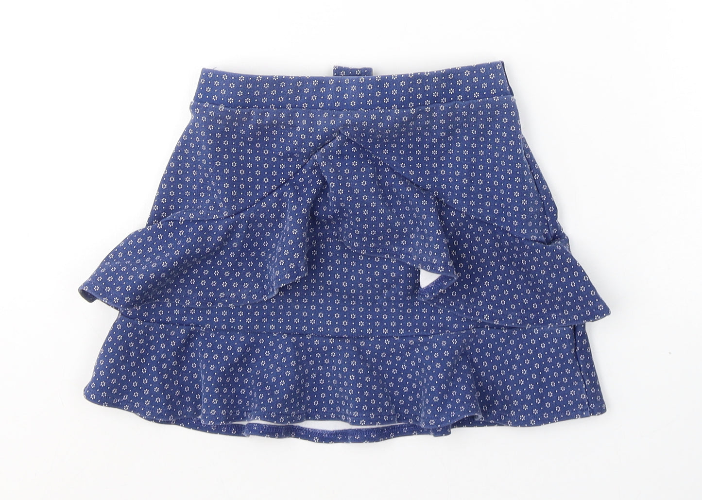 Dunnes Stores Girls Blue Spotted Cotton Pleated Skirt Size 7 Years  Regular Pull On