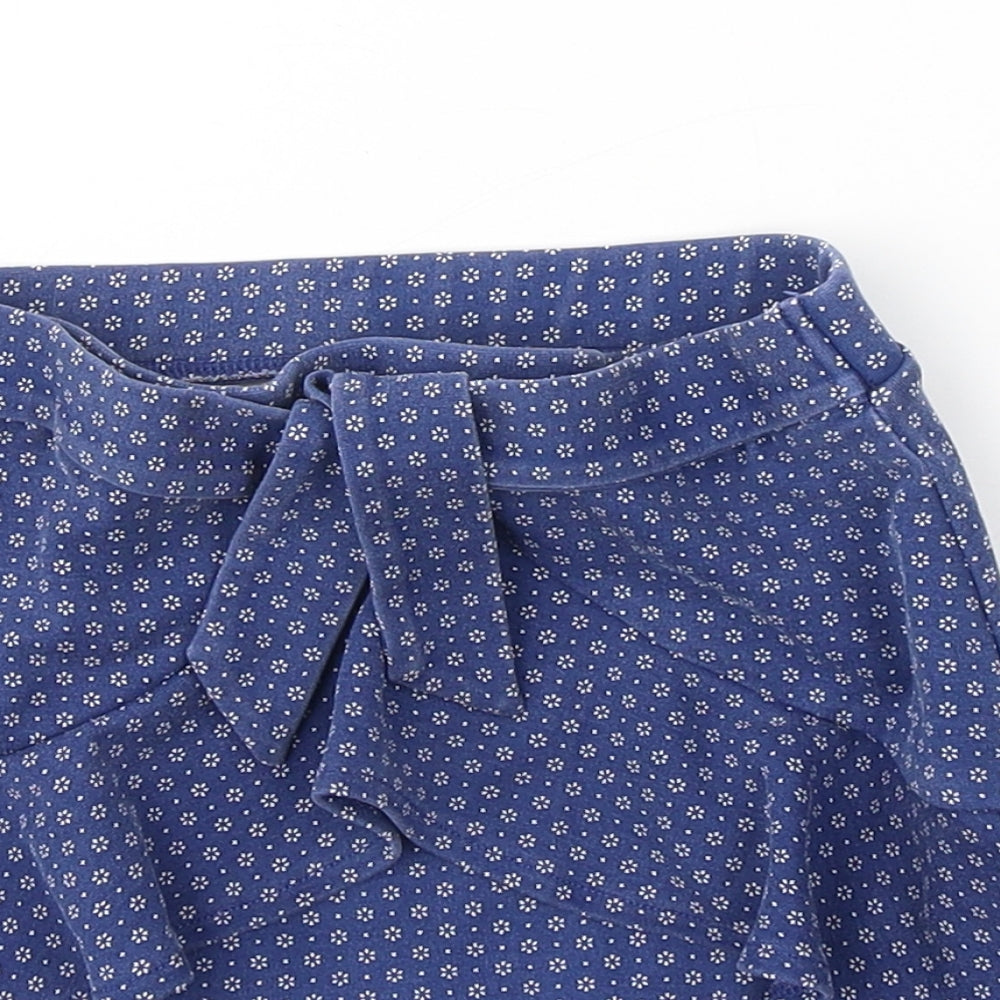 Dunnes Stores Girls Blue Spotted Cotton Pleated Skirt Size 7 Years  Regular Pull On