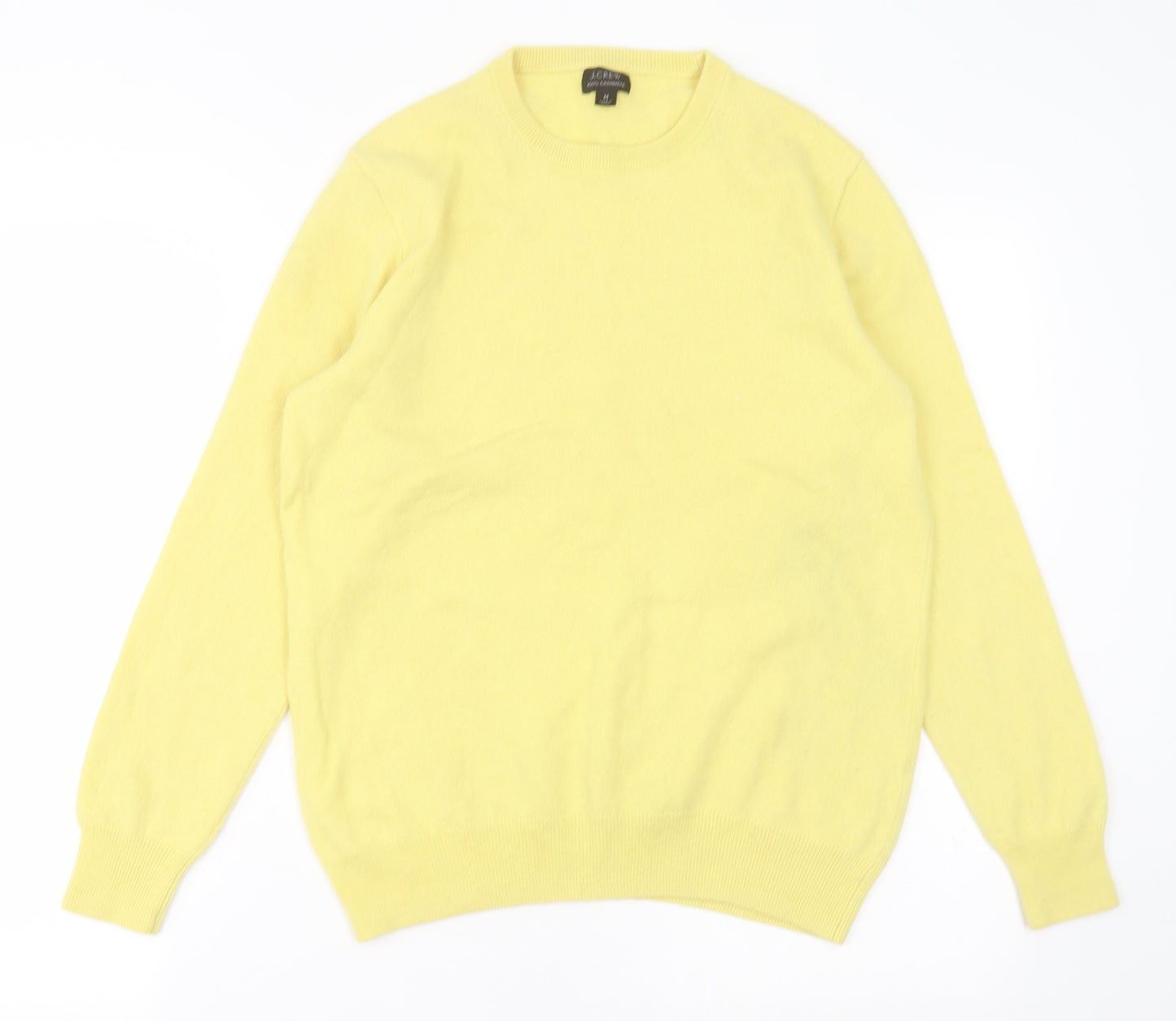 J.CREW Mens Yellow Crew Neck  Cashmere Pullover Jumper Size M