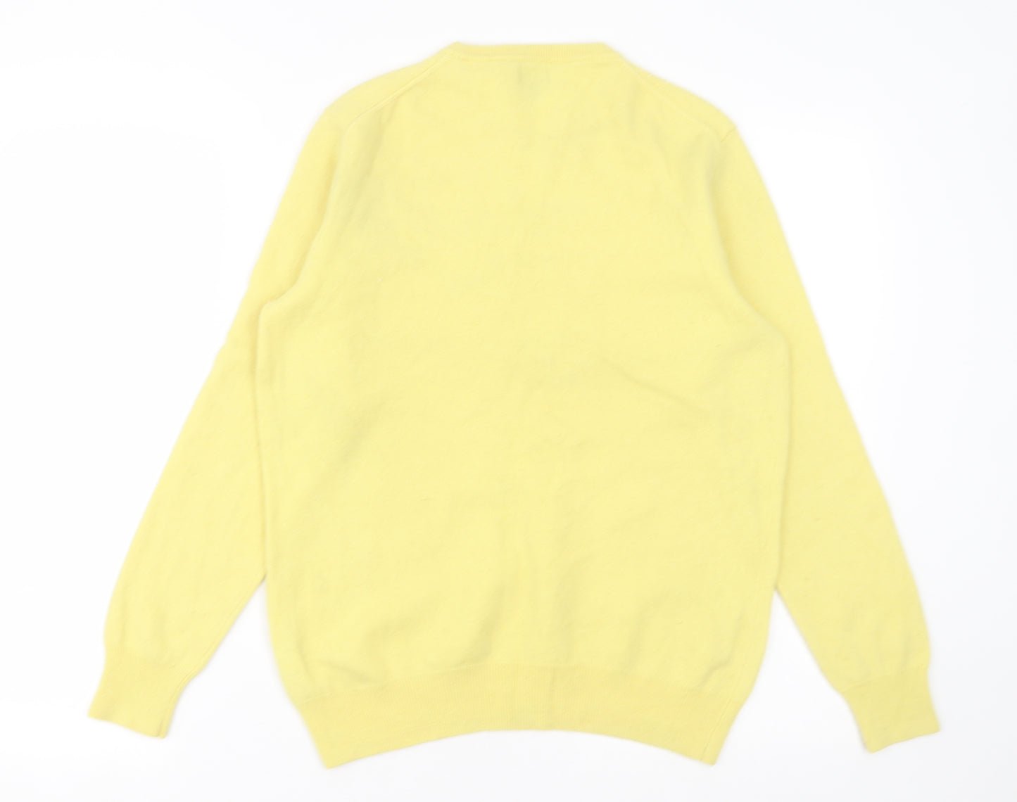 J.CREW Mens Yellow Crew Neck  Cashmere Pullover Jumper Size M