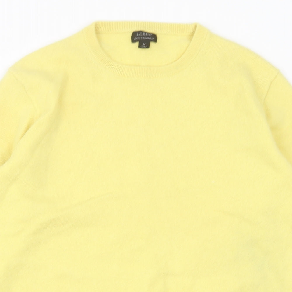 J.CREW Mens Yellow Crew Neck  Cashmere Pullover Jumper Size M