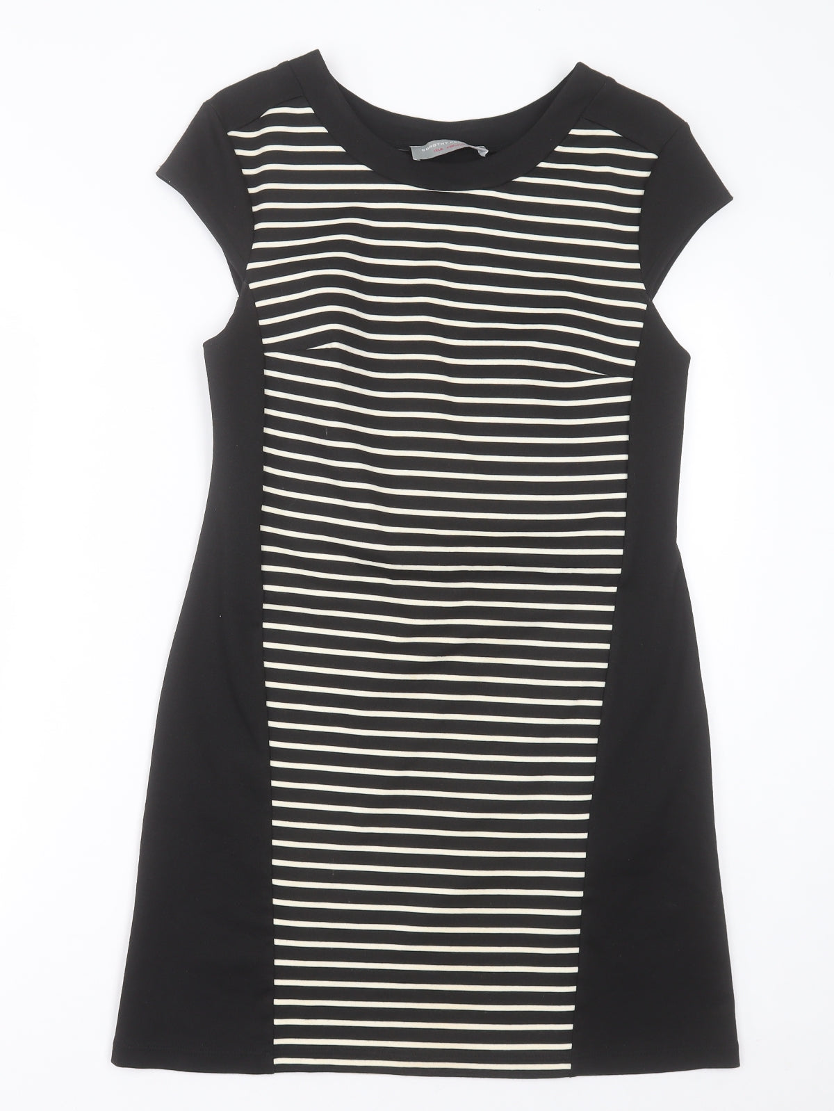 Dorothy Perkins Womens Black Striped Polyester A-Line  Size 12  Crew Neck Pullover