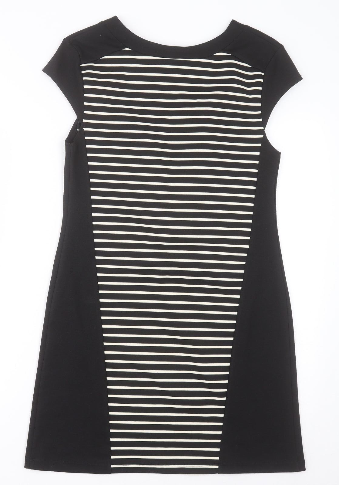Dorothy Perkins Womens Black Striped Polyester A-Line  Size 12  Crew Neck Pullover