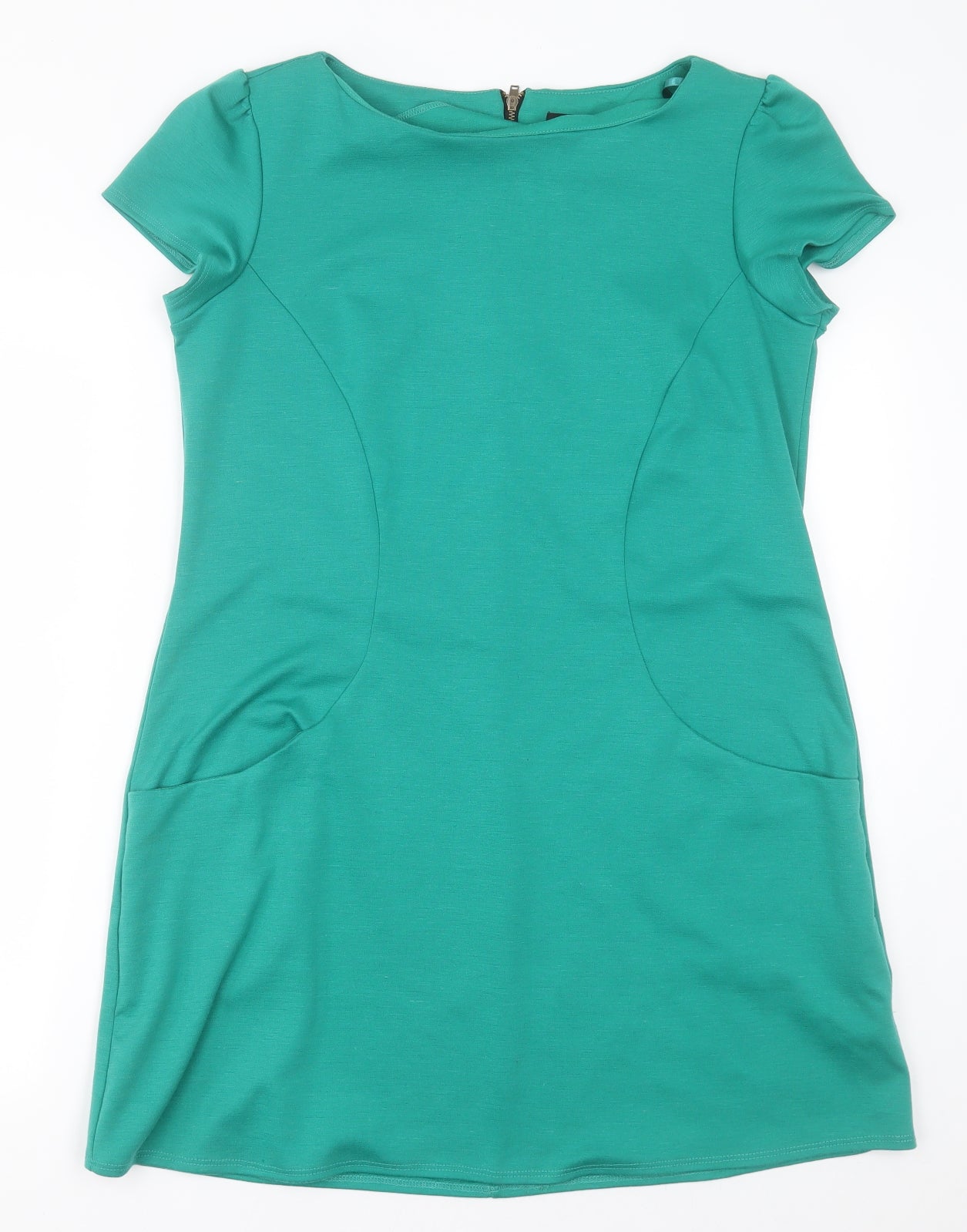 Dorothy Perkins Womens Green  Polyester A-Line  Size 14  Crew Neck Zip