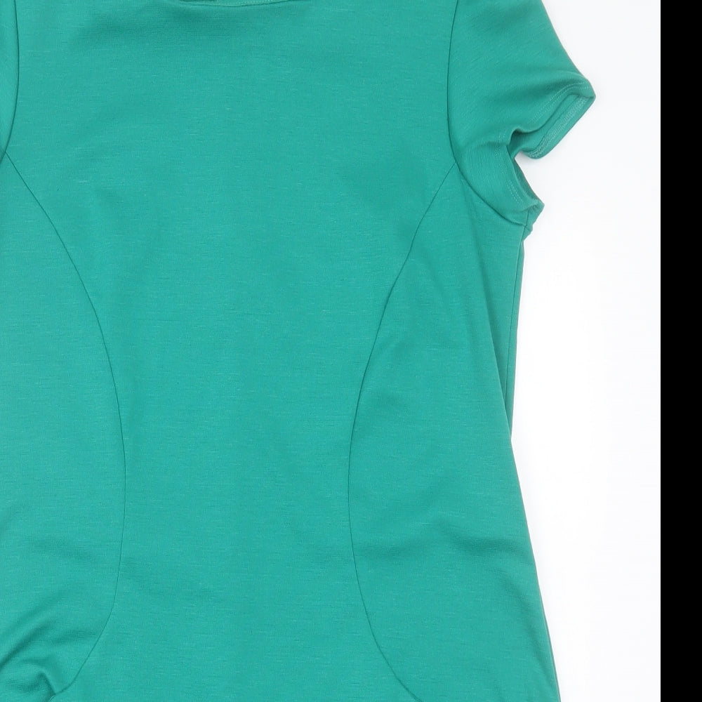 Dorothy Perkins Womens Green  Polyester A-Line  Size 14  Crew Neck Zip