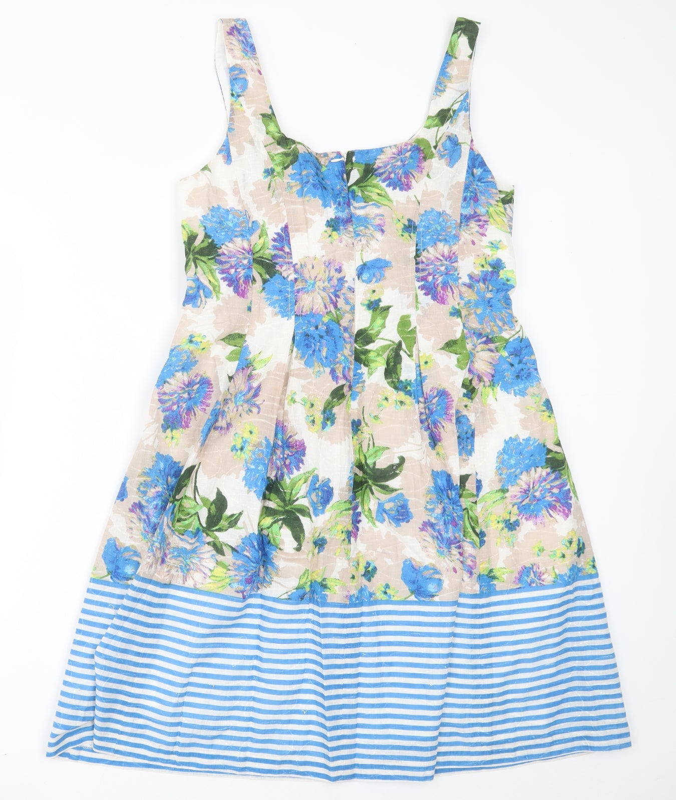 Nine West Womens Multicoloured Floral Cotton A-Line  Size 10  Scoop Neck Zip