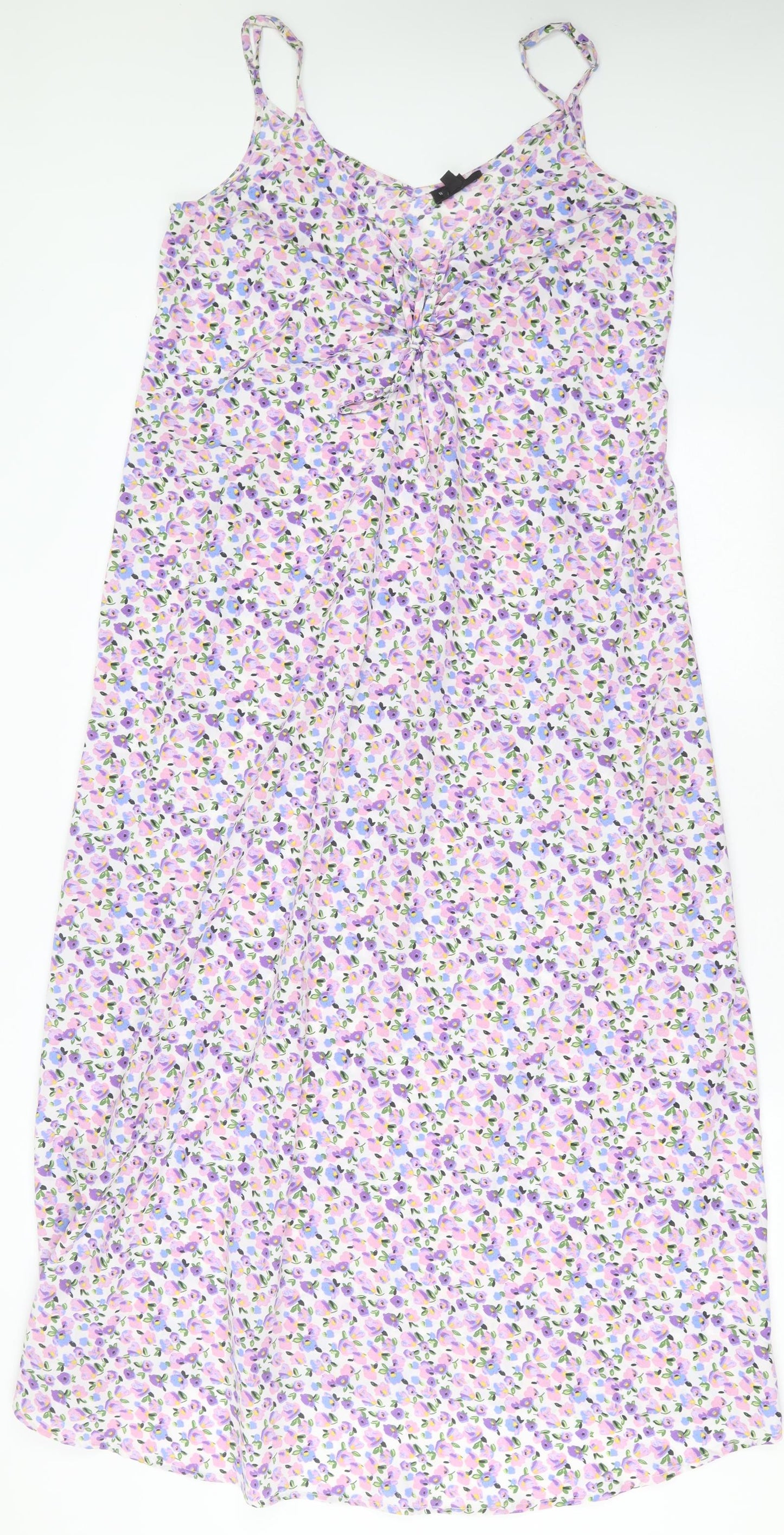 Wednesday Girl Womens Purple Floral Polyester A-Line  Size 14  V-Neck Pullover