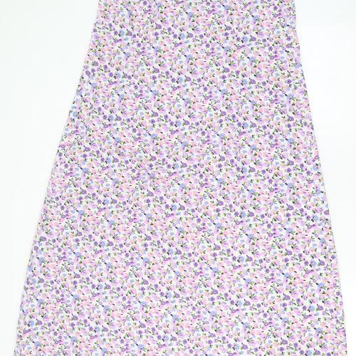 Wednesday Girl Womens Purple Floral Polyester A-Line  Size 14  V-Neck Pullover