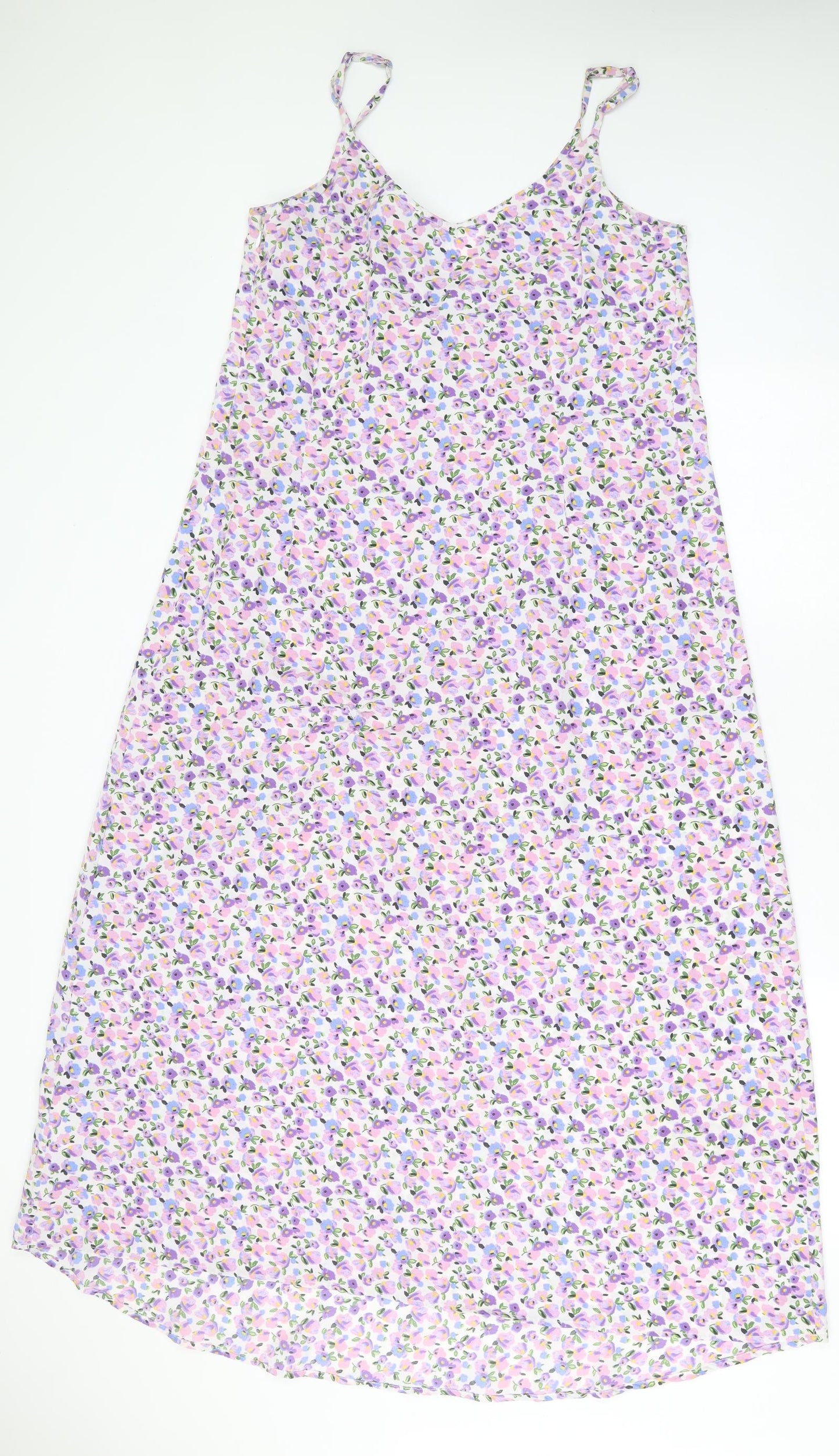 Wednesday Girl Womens Purple Floral Polyester A-Line  Size 14  V-Neck Pullover