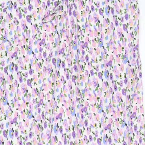 Wednesday Girl Womens Purple Floral Polyester A-Line  Size 14  V-Neck Pullover